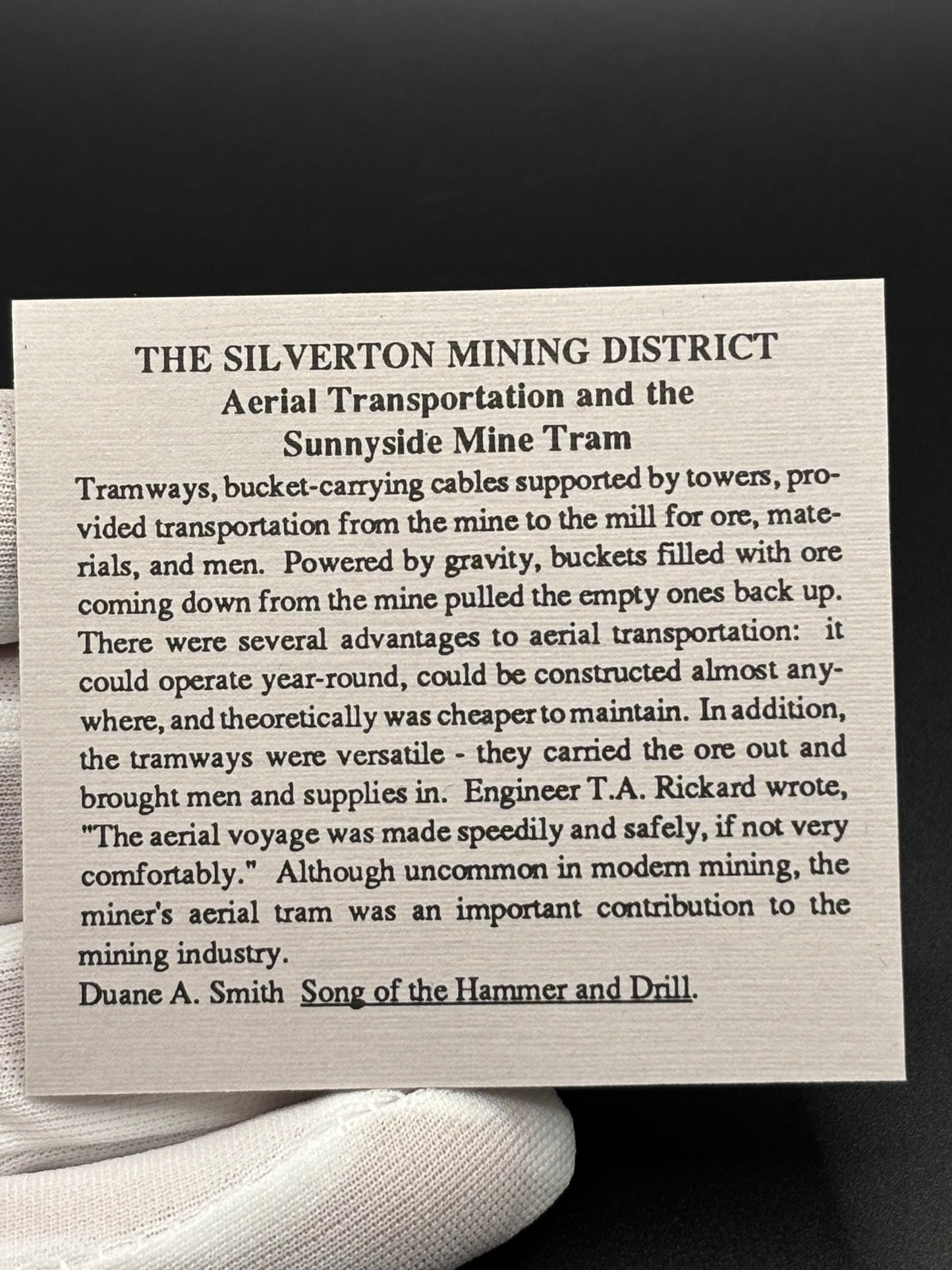 Ex Billy Williams Collection Silverton Mining District .999 Fine Silver Round Sunnyside Mine Tram Colorado Mining Series