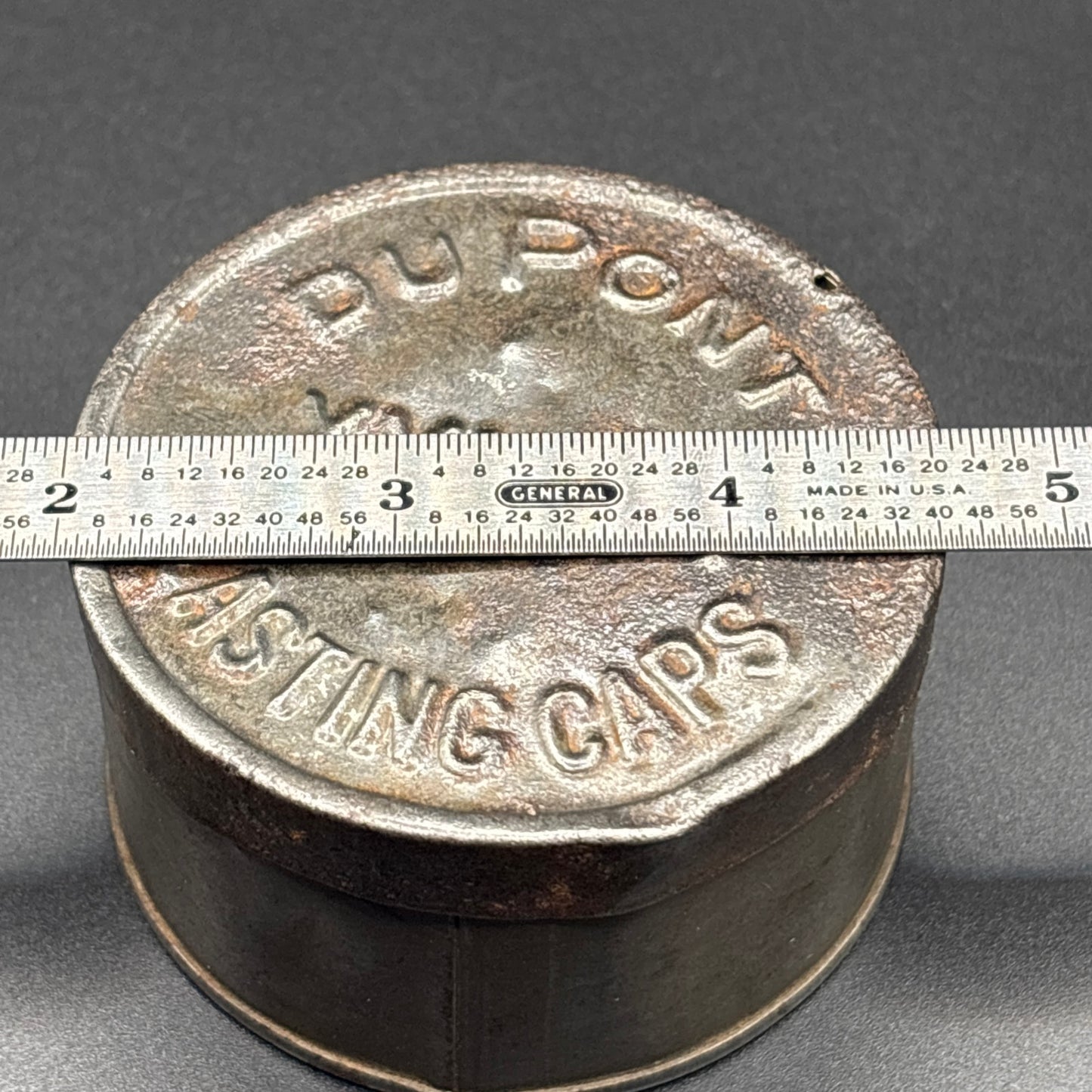 Early DuPont XXXXX Blasting Caps Tin – Antique Primitive Style – Rare