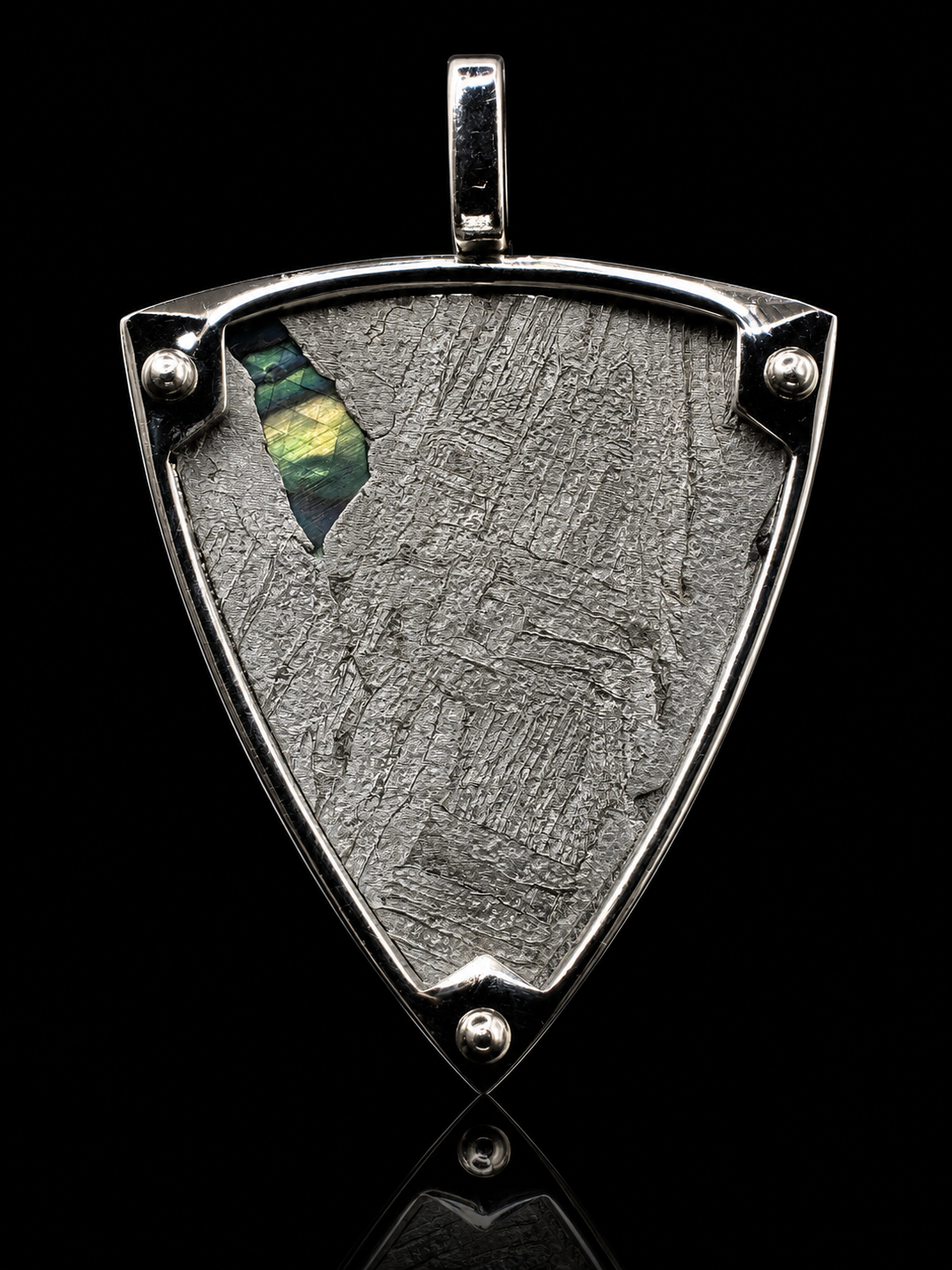 Genuine Aletai Meteorite & Abalone Mother-of-Pearl Pendant – Authentic Iron Meteorite Jewelry