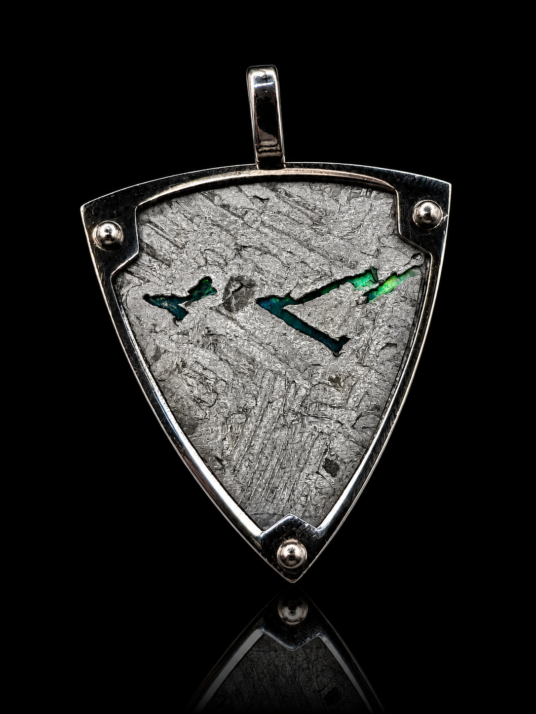 Genuine Aletai Meteorite & Abalone Mother-of-Pearl Pendant – Authentic Iron Meteorite Jewelry