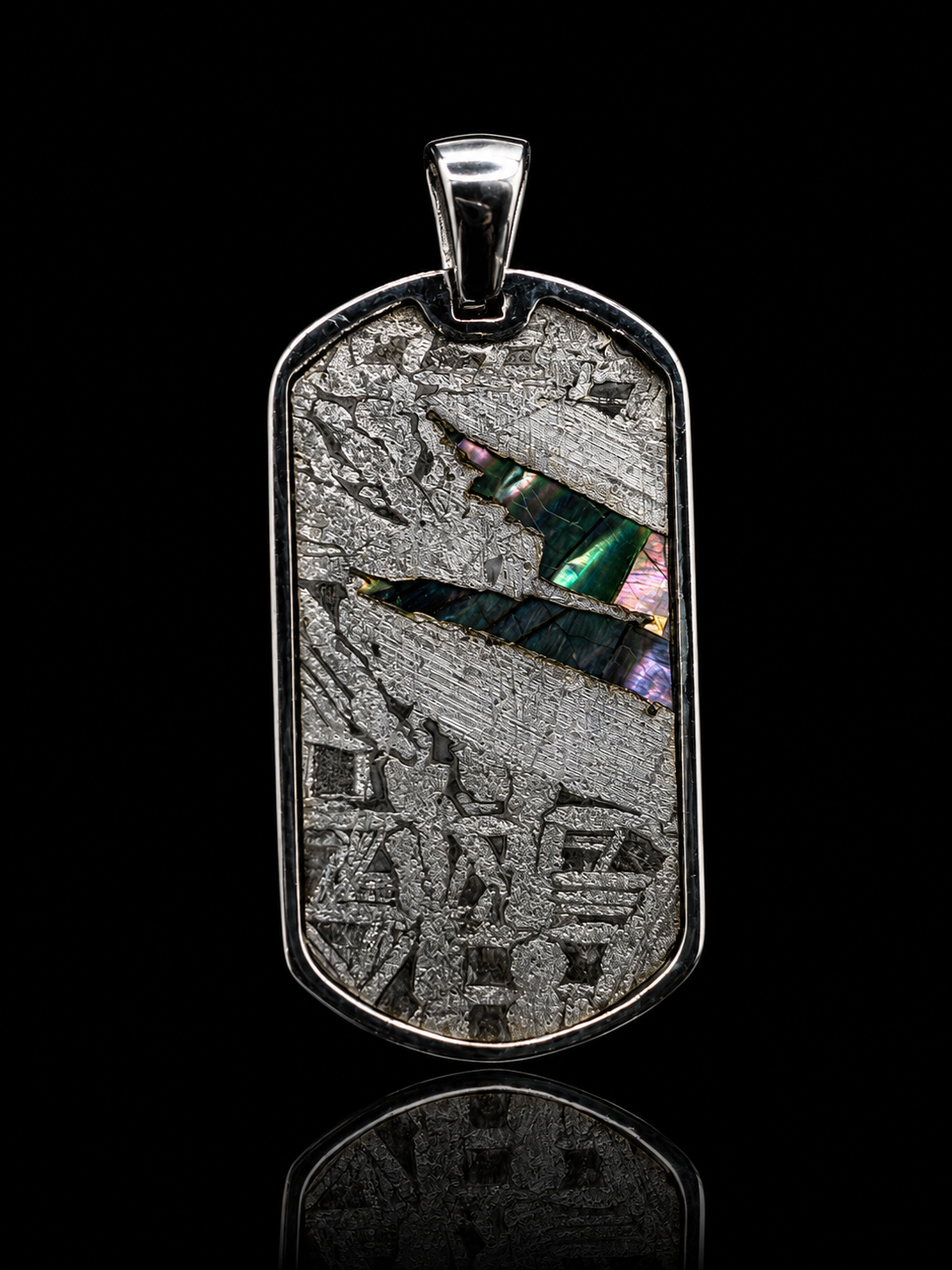 Genuine Aletai Meteorite & Abalone Mother-of-Pearl Pendant – Authentic Iron Meteorite Jewelry