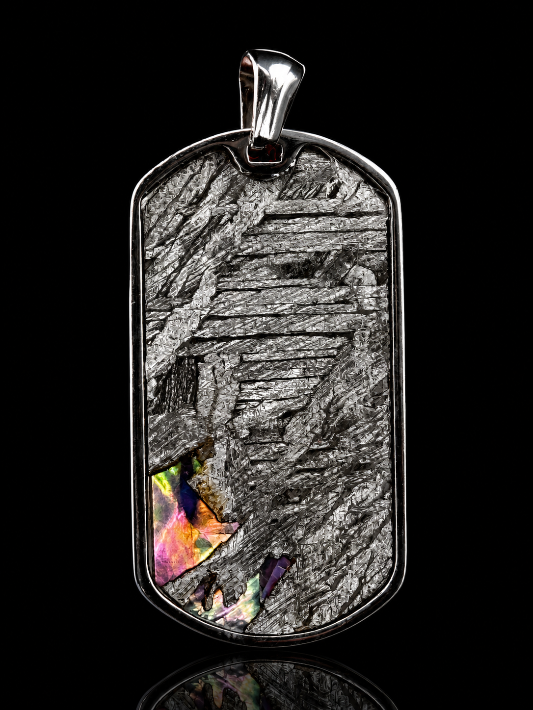 Genuine Aletai Meteorite & Abalone Mother-of-Pearl Pendant – Authentic Iron Meteorite Jewelry