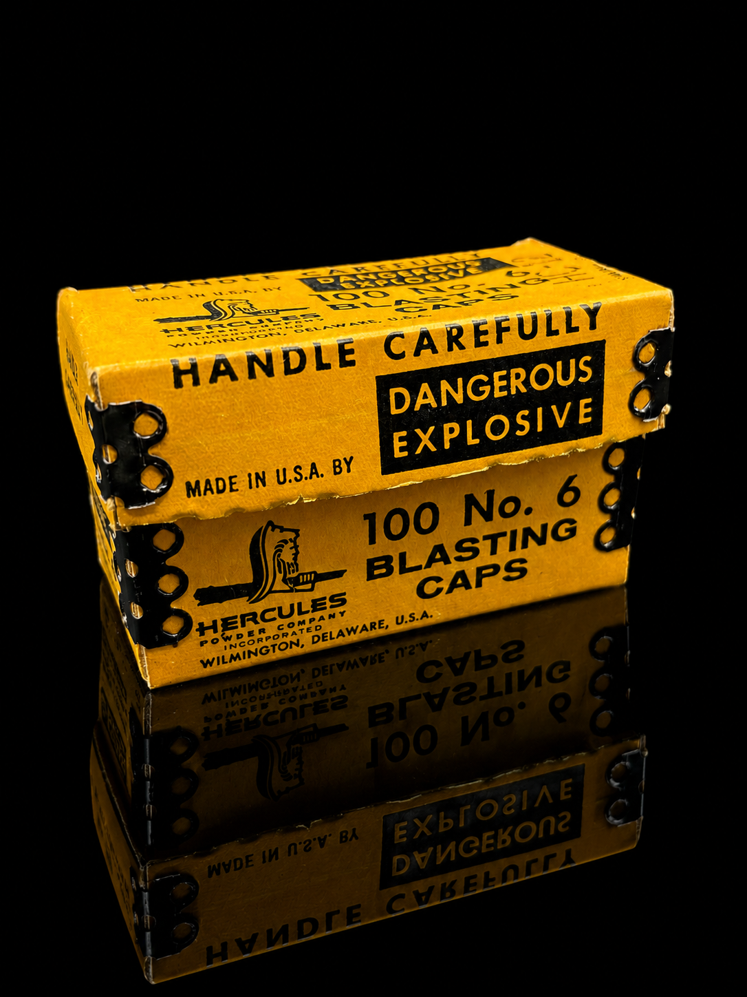 Vintage Hercules Blasting Caps Box No. 6 100 Count Wilmington Delaware Mining Explosives Box