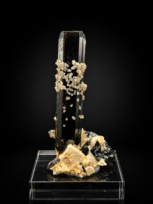 Aegirine Crystal on Feldspar & Quartz – Mount Malosa, Zomba Plateau, Malawi Africa