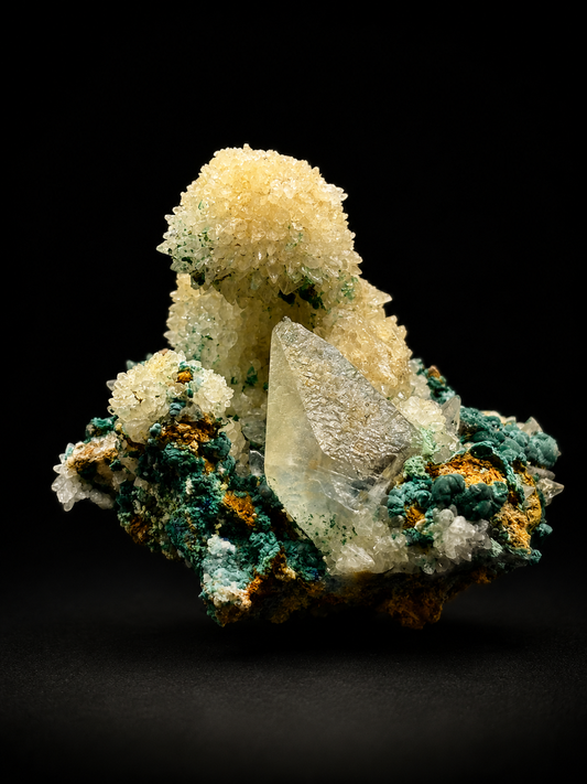 Copper River Mine Barite, Malachite & Calcite Crystal Specimen – Colorado, USA