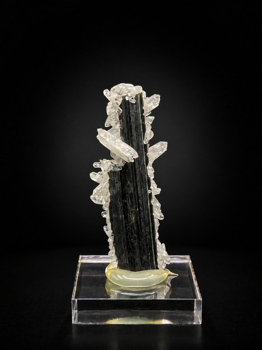 Quartz Crystals on Epidote – Minas Gerais, Brazil – Natural Mineral Specimen