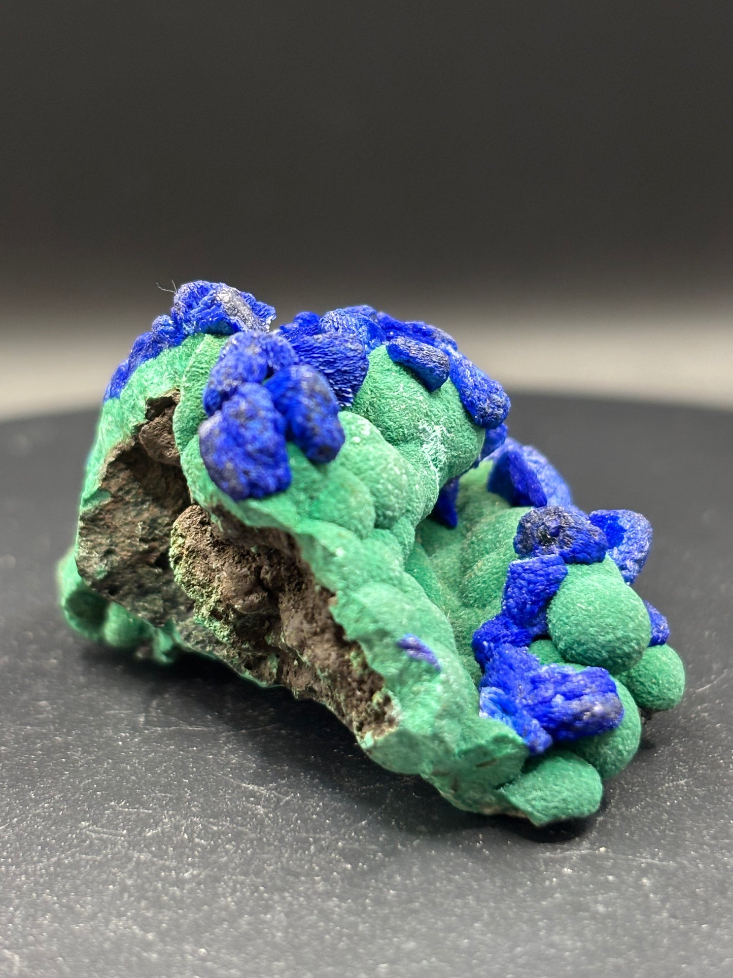 Deep Blue Azurite on Malachite – Black Prince Mine, Philipsburg, Montana USA