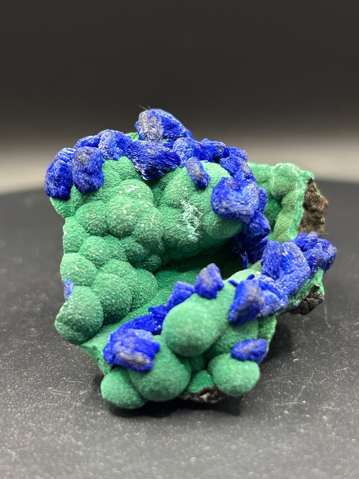 Deep Blue Azurite on Malachite – Black Prince Mine, Philipsburg, Montana USA