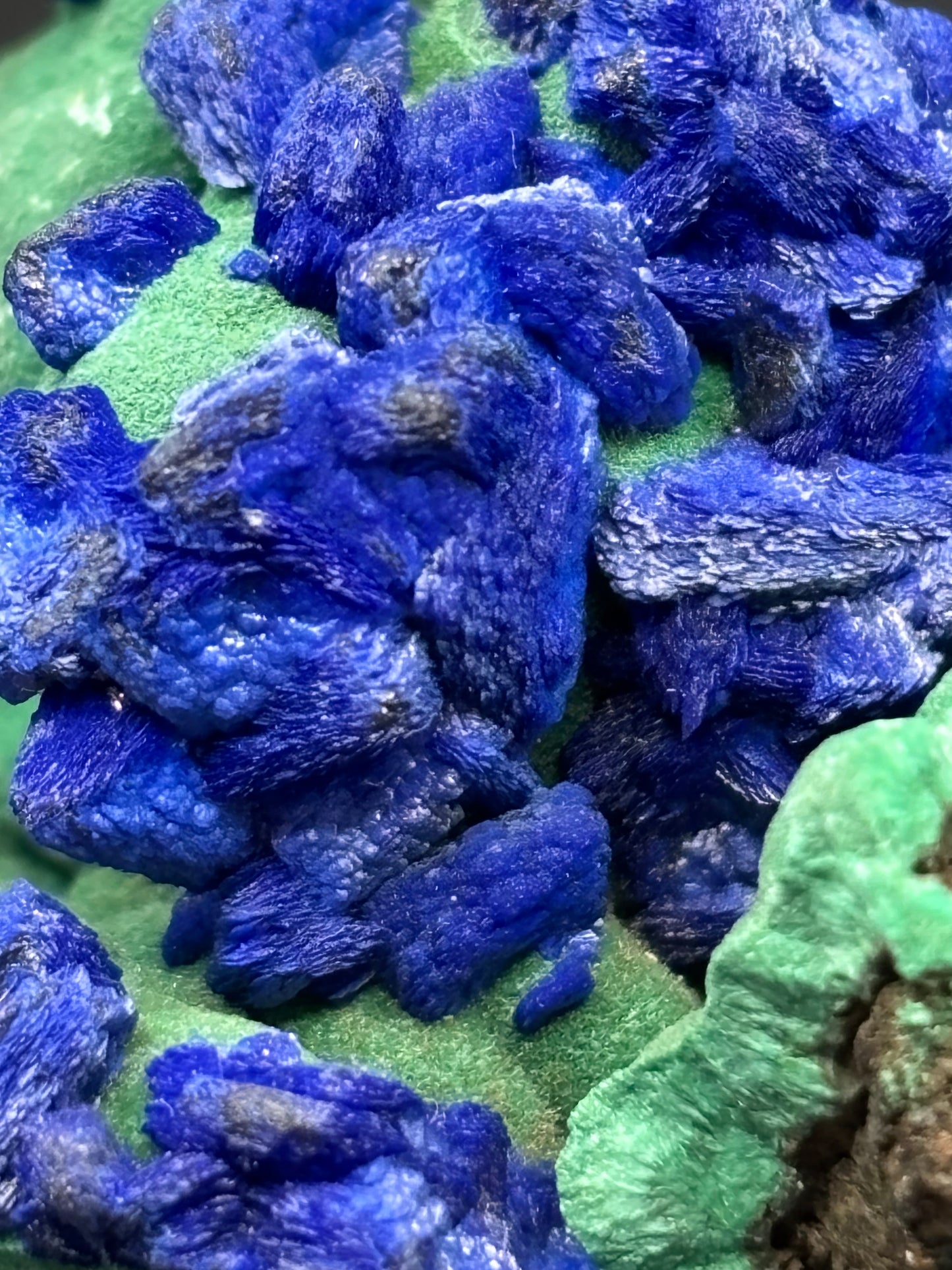 Deep Blue Azurite on Malachite – Black Prince Mine, Philipsburg, Montana USA