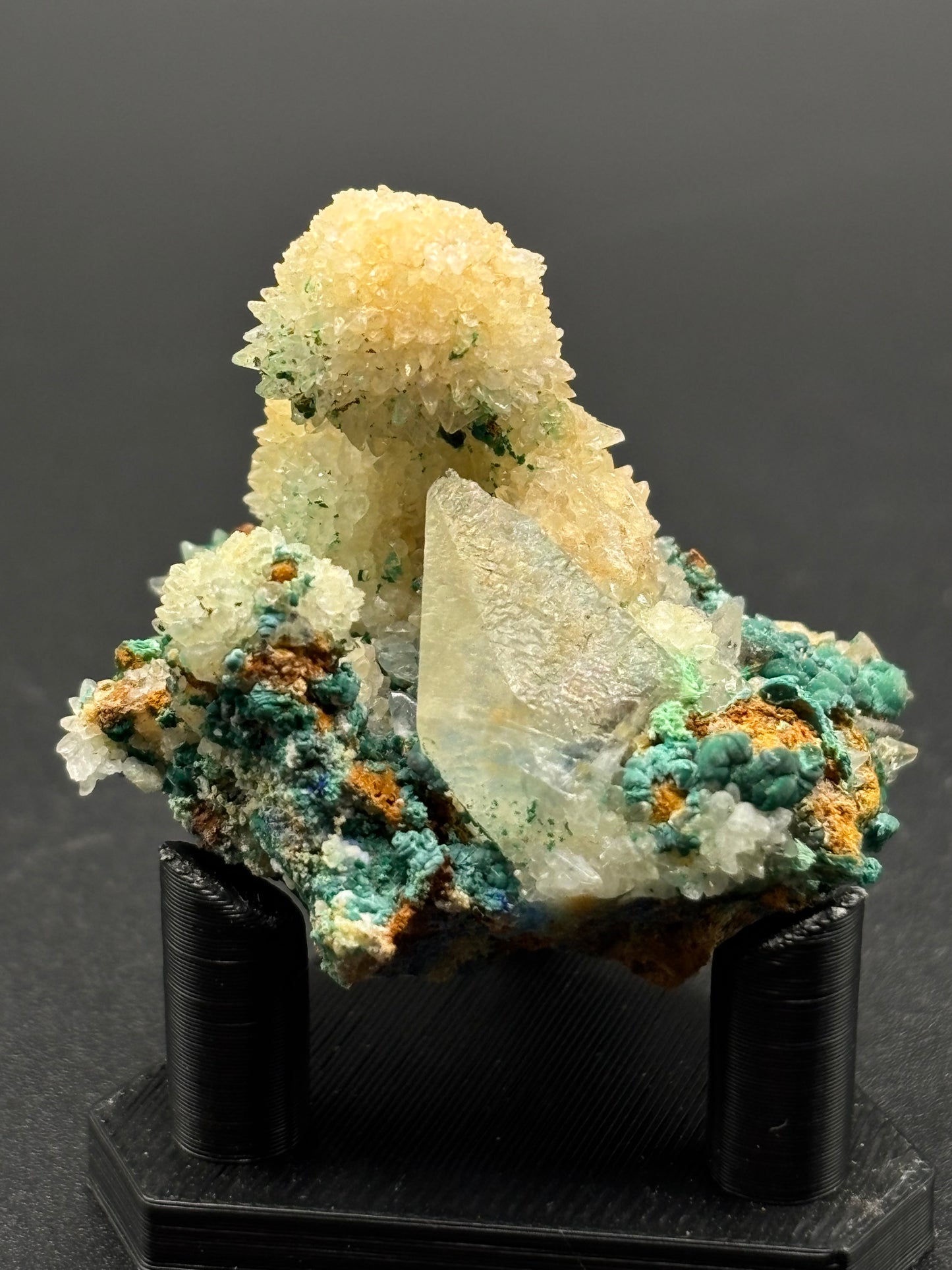 Copper River Mine Barite, Malachite & Calcite Crystal Specimen – Colorado, USA