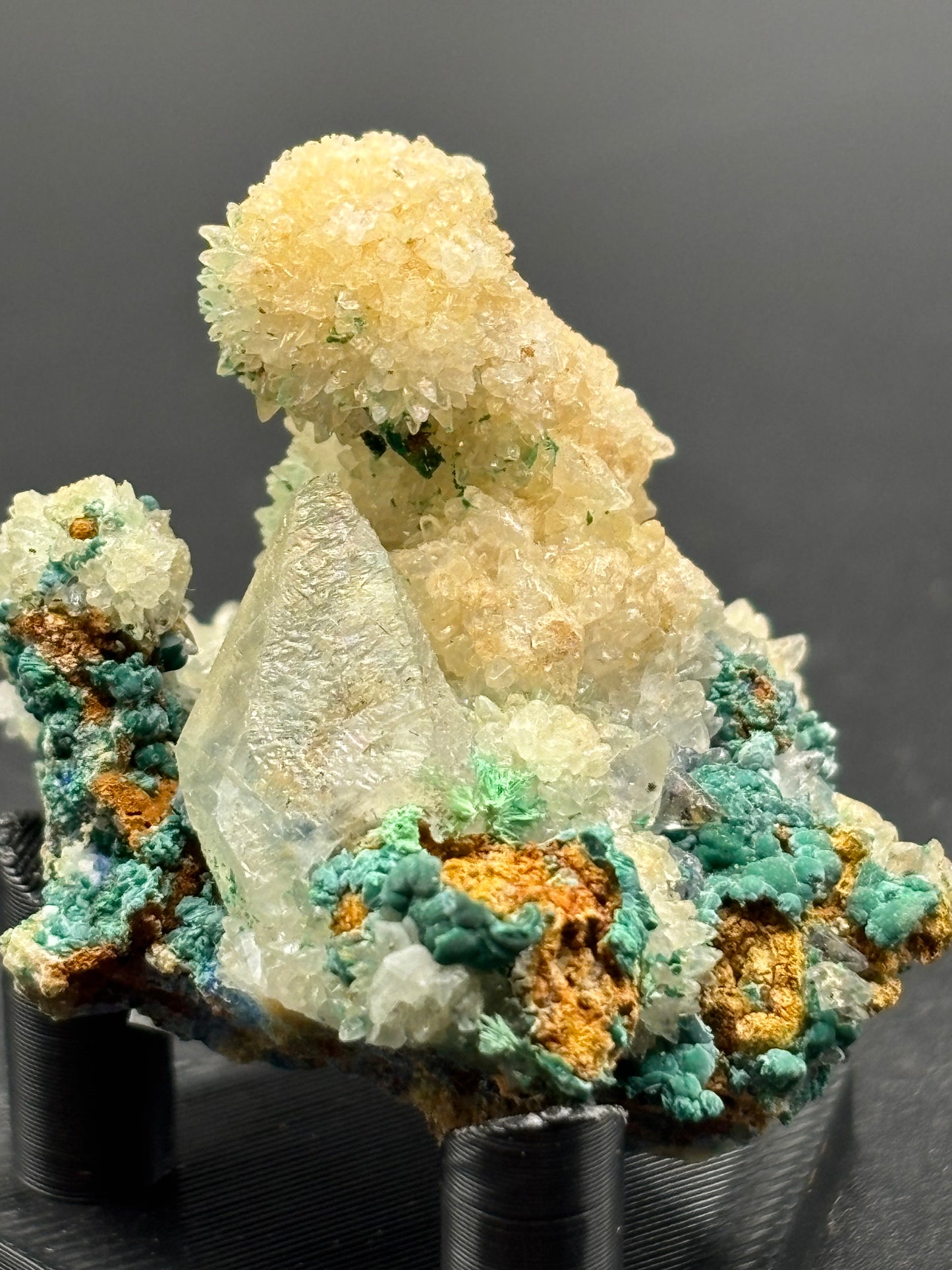 Copper River Mine Barite, Malachite & Calcite Crystal Specimen – Colorado, USA