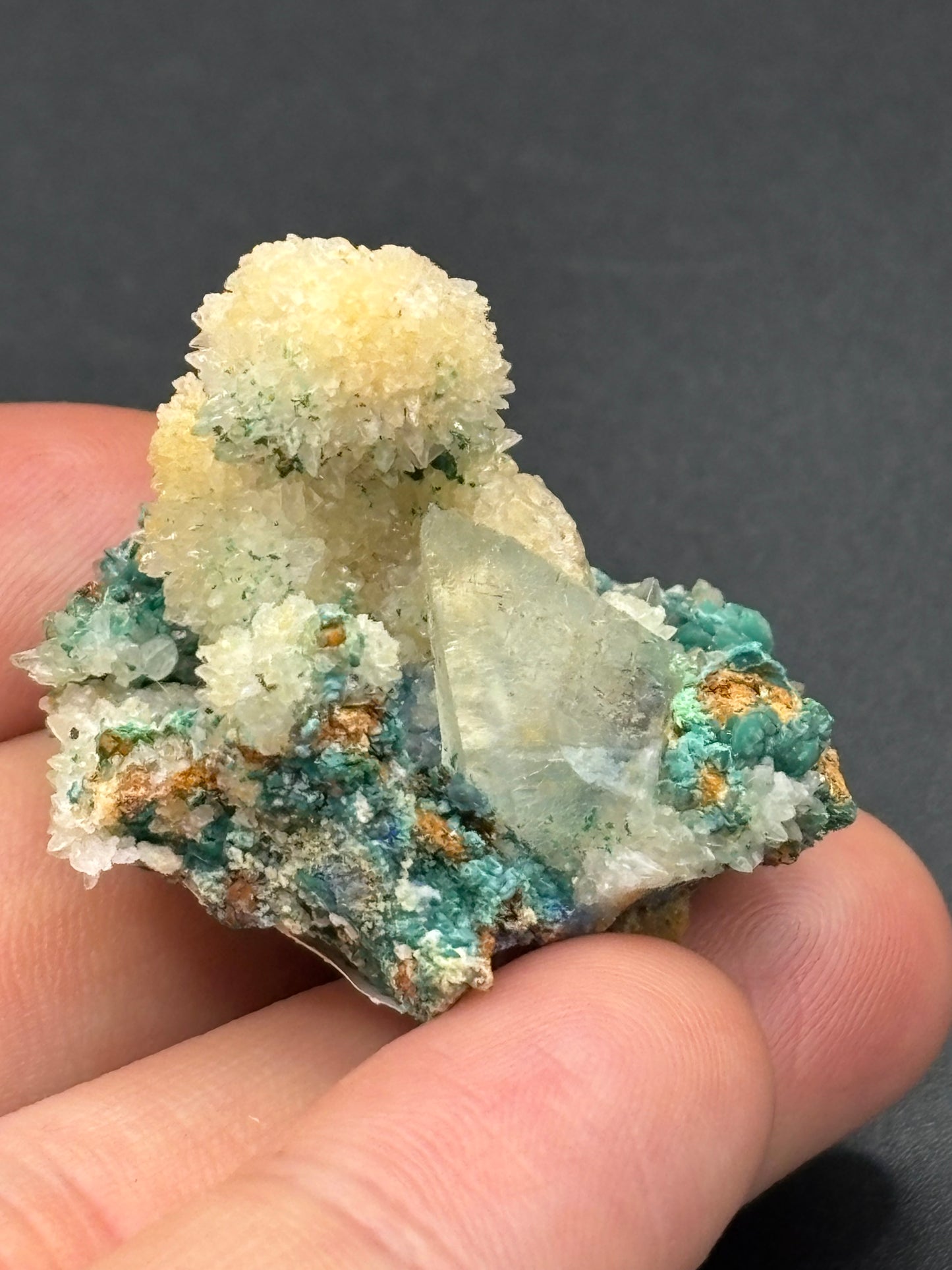 Copper River Mine Barite, Malachite & Calcite Crystal Specimen – Colorado, USA