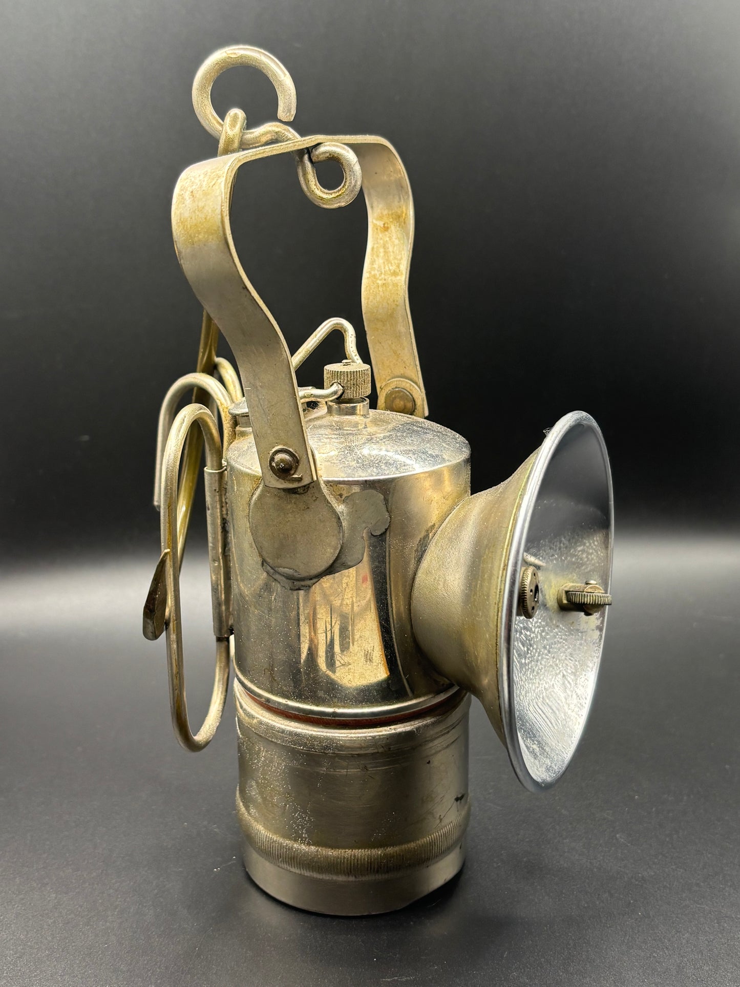 Vintage ITP "Its Trouble Proof" Carbide Miners Lamp — Patented Aug 8, 1916 | Antique Coal Mining Light
