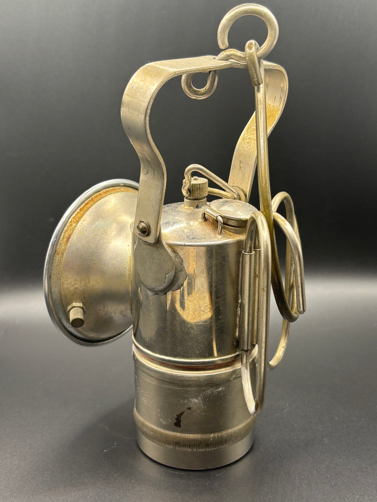 Vintage ITP "Its Trouble Proof" Carbide Miners Lamp — Patented Aug 8, 1916 | Antique Coal Mining Light