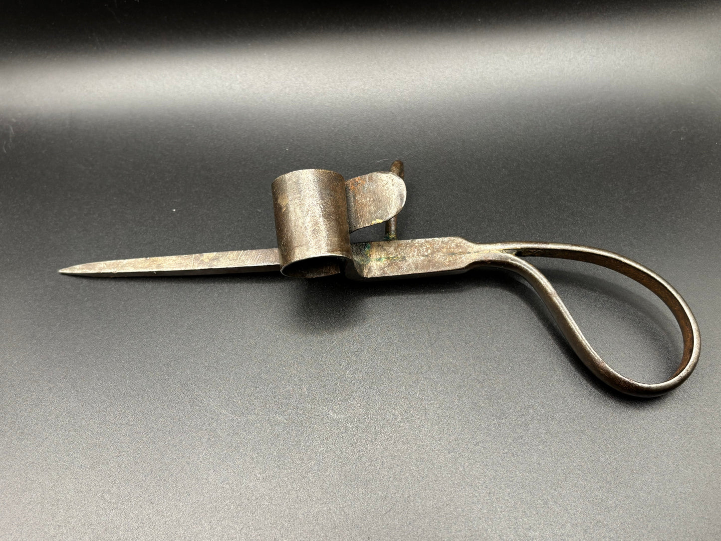 Antique Pistol Grip "Sticking Tommy" Miners Candlestick — Hand Forged Wrought Iron Mining Candle Holder