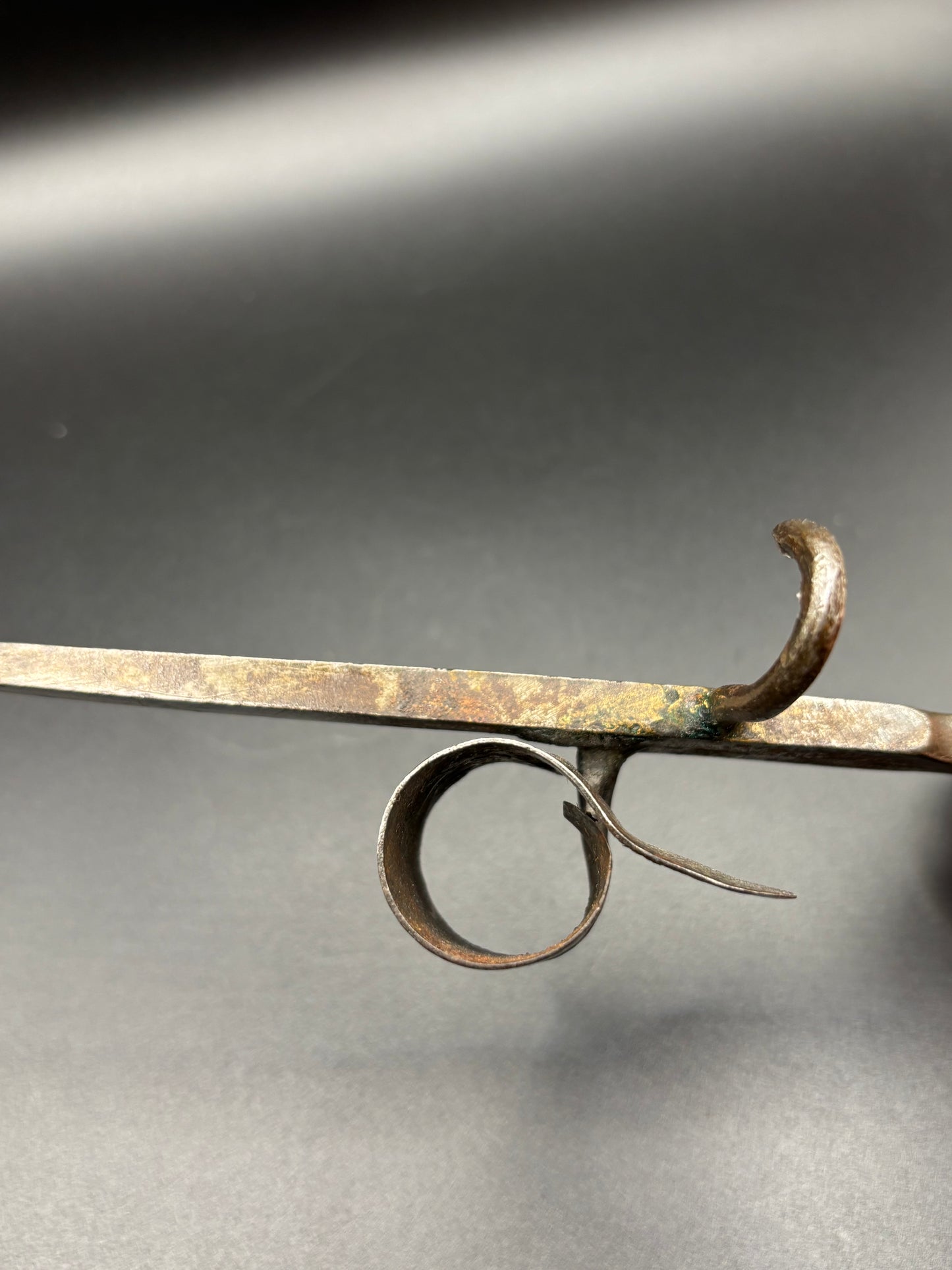 Antique Pistol Grip "Sticking Tommy" Miners Candlestick — Hand Forged Wrought Iron Mining Candle Holder
