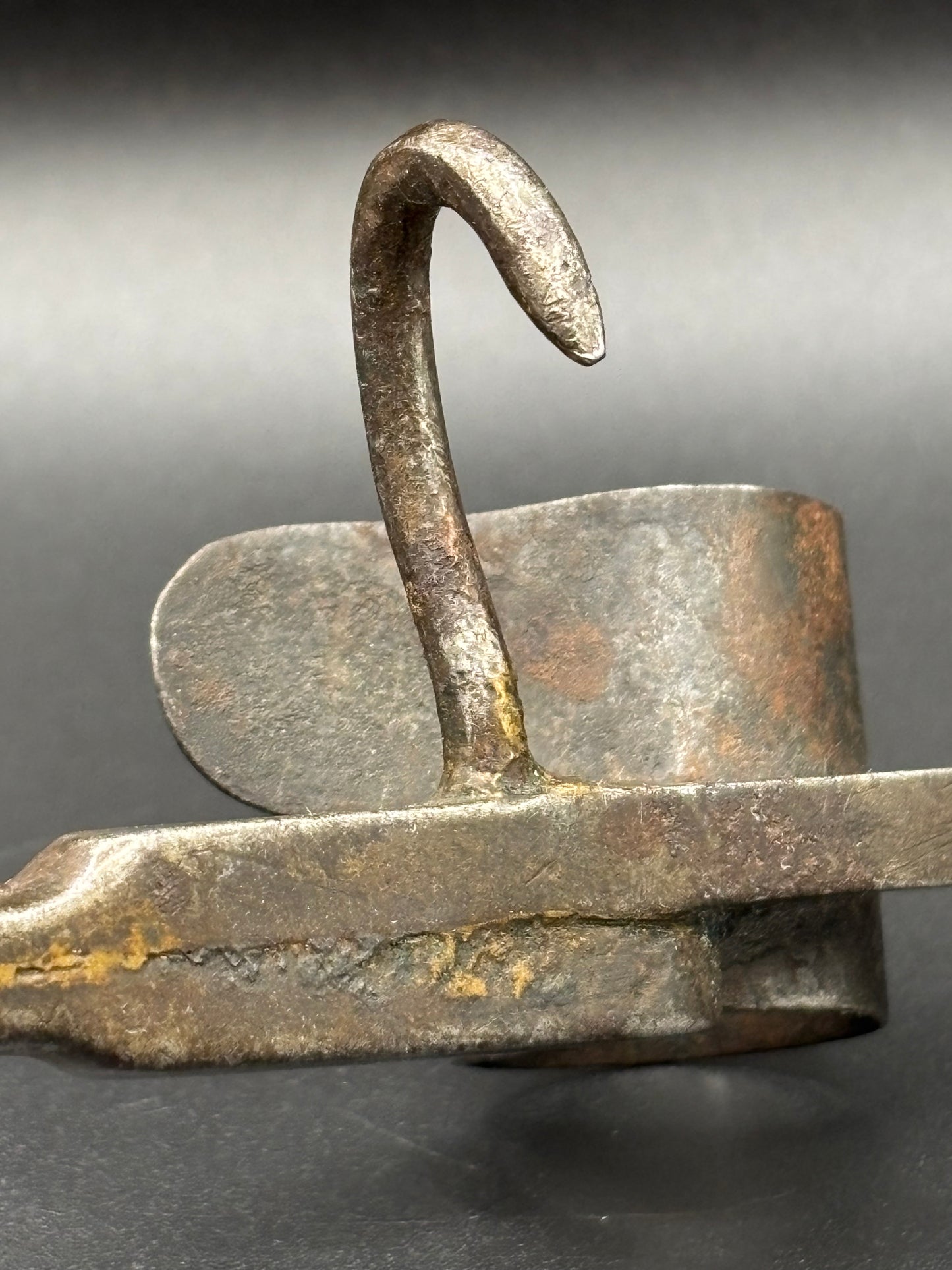 Antique Pistol Grip "Sticking Tommy" Miners Candlestick — Hand Forged Wrought Iron Mining Candle Holder
