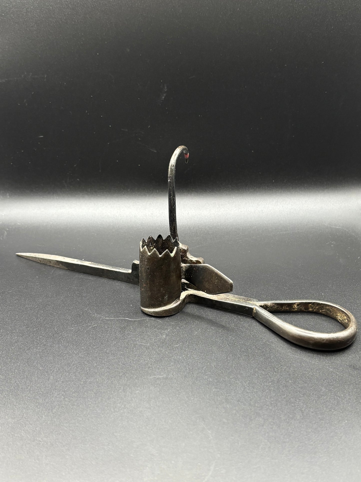 Antique Ornate "Sticking Tommy" Miners Candlestick — Hand Forged Wrought Iron Candle Holder
