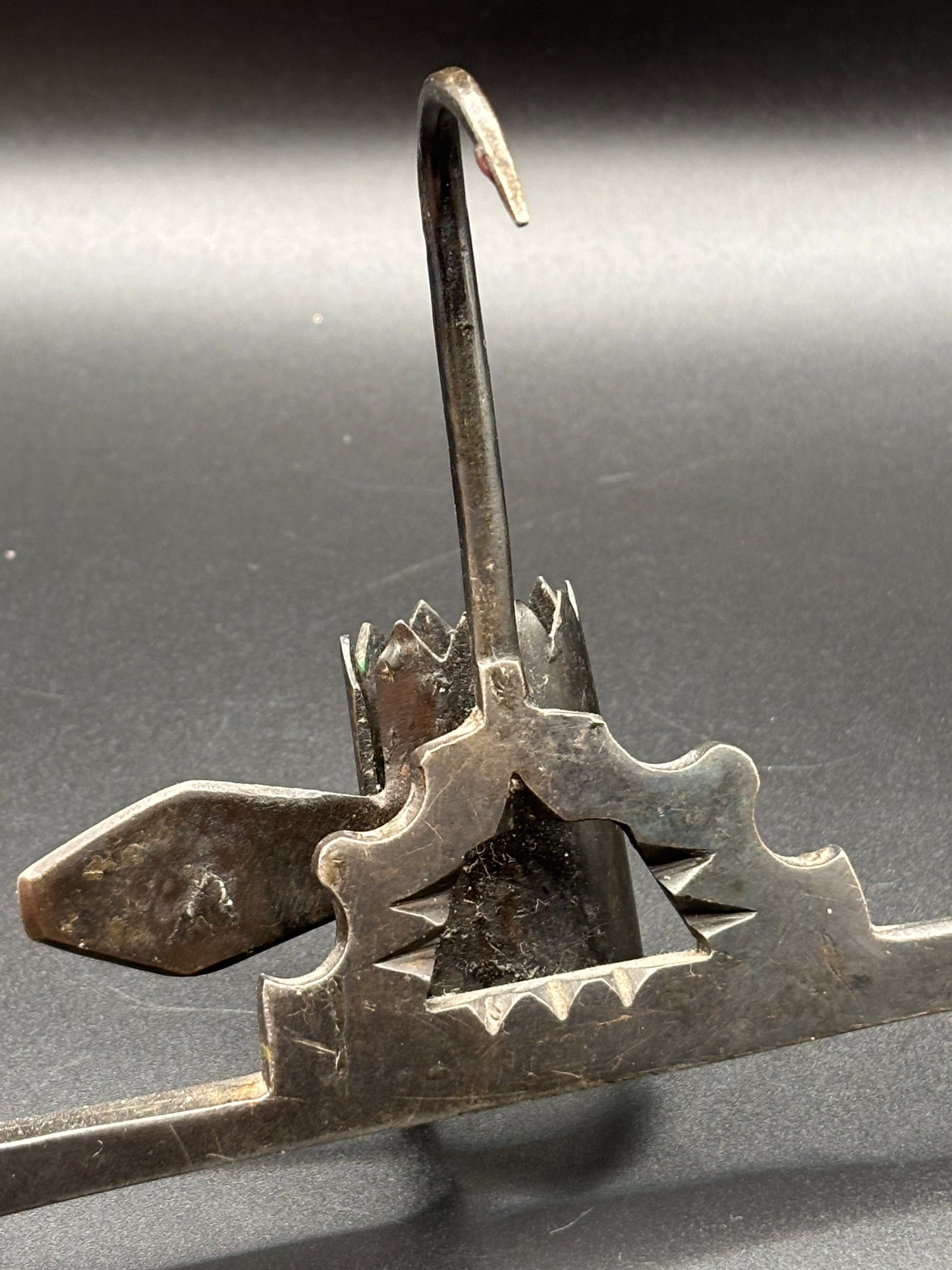 Antique Ornate "Sticking Tommy" Miners Candlestick — Hand Forged Wrought Iron Candle Holder