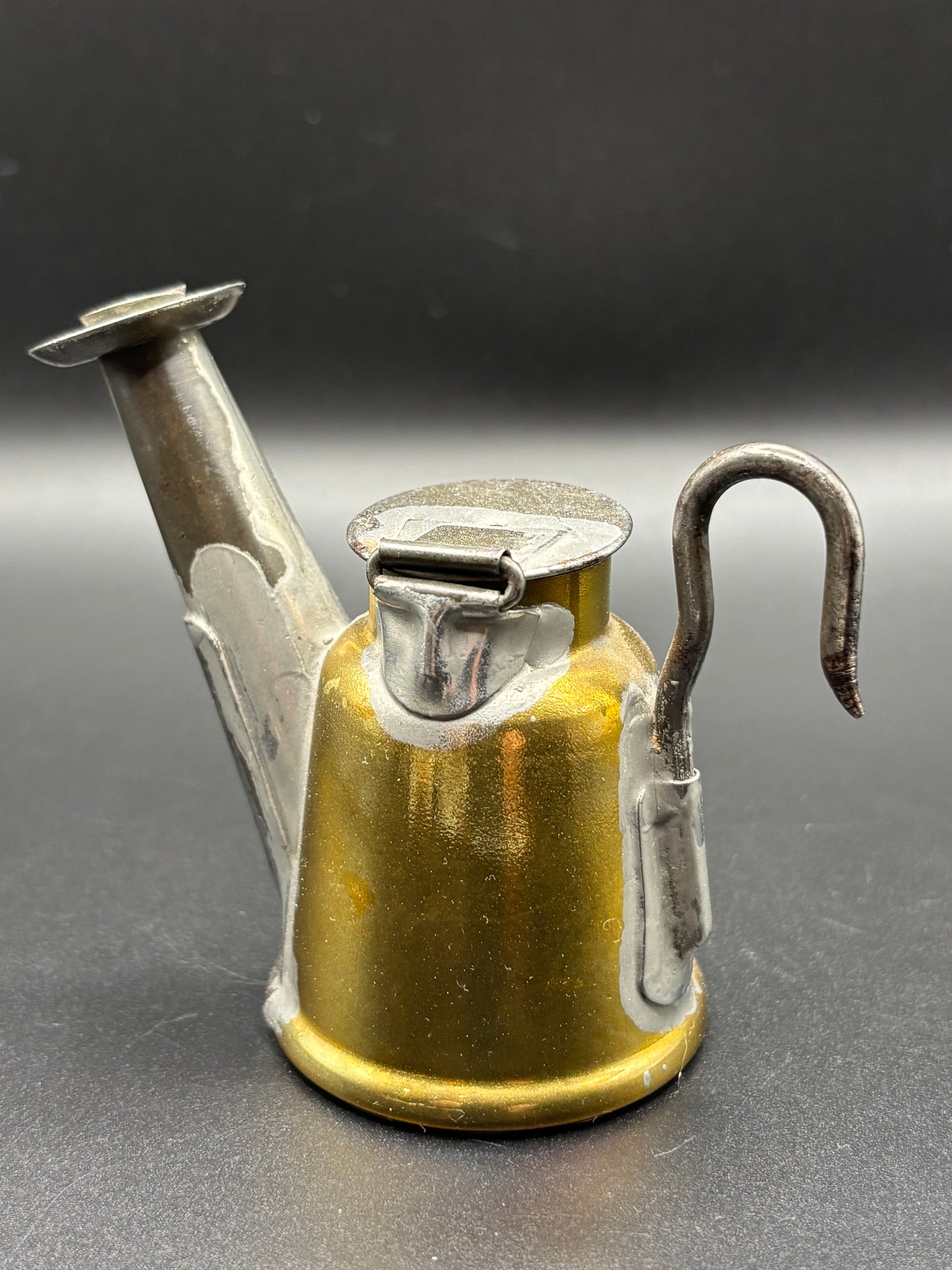 Antique Anton Miners Wick Lamp — Brass Body, Tin Spout & Drip Collar | Mining Oil Lamp