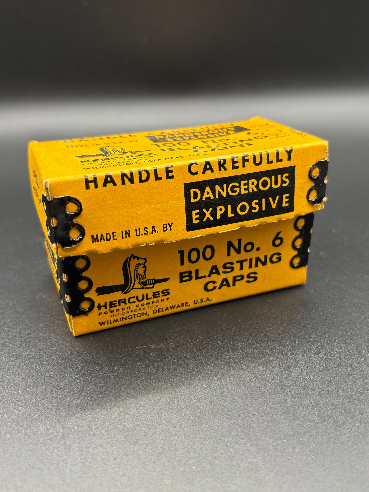 Vintage Hercules Blasting Caps Box No. 6 100 Count Wilmington Delaware Mining Explosives Box