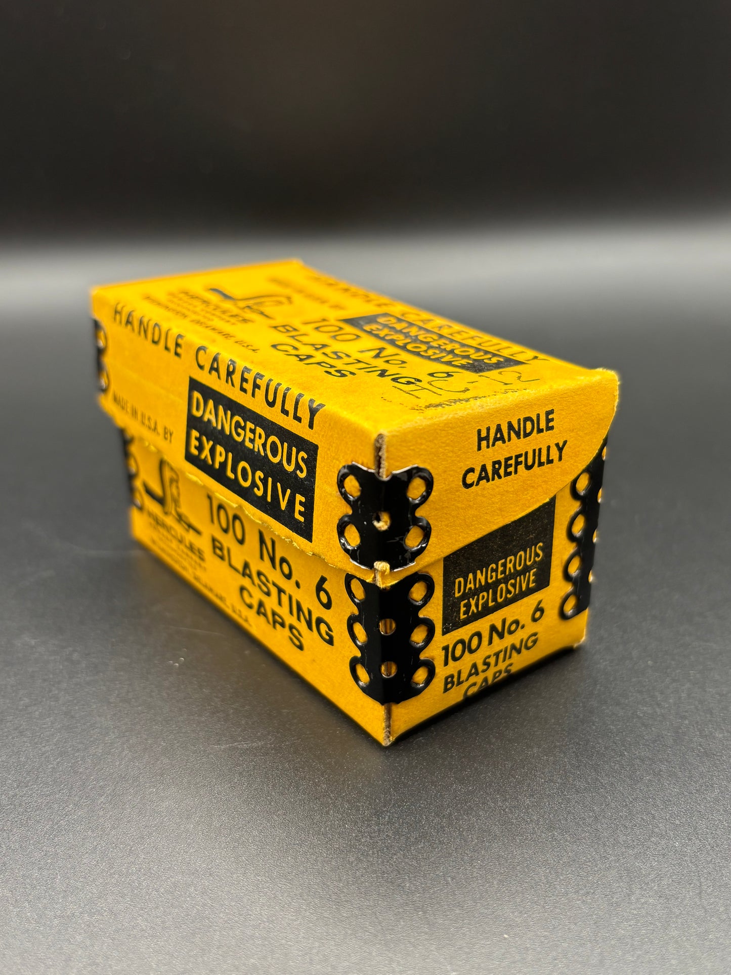 Vintage Hercules Blasting Caps Box No. 6 100 Count Wilmington Delaware Mining Explosives Box