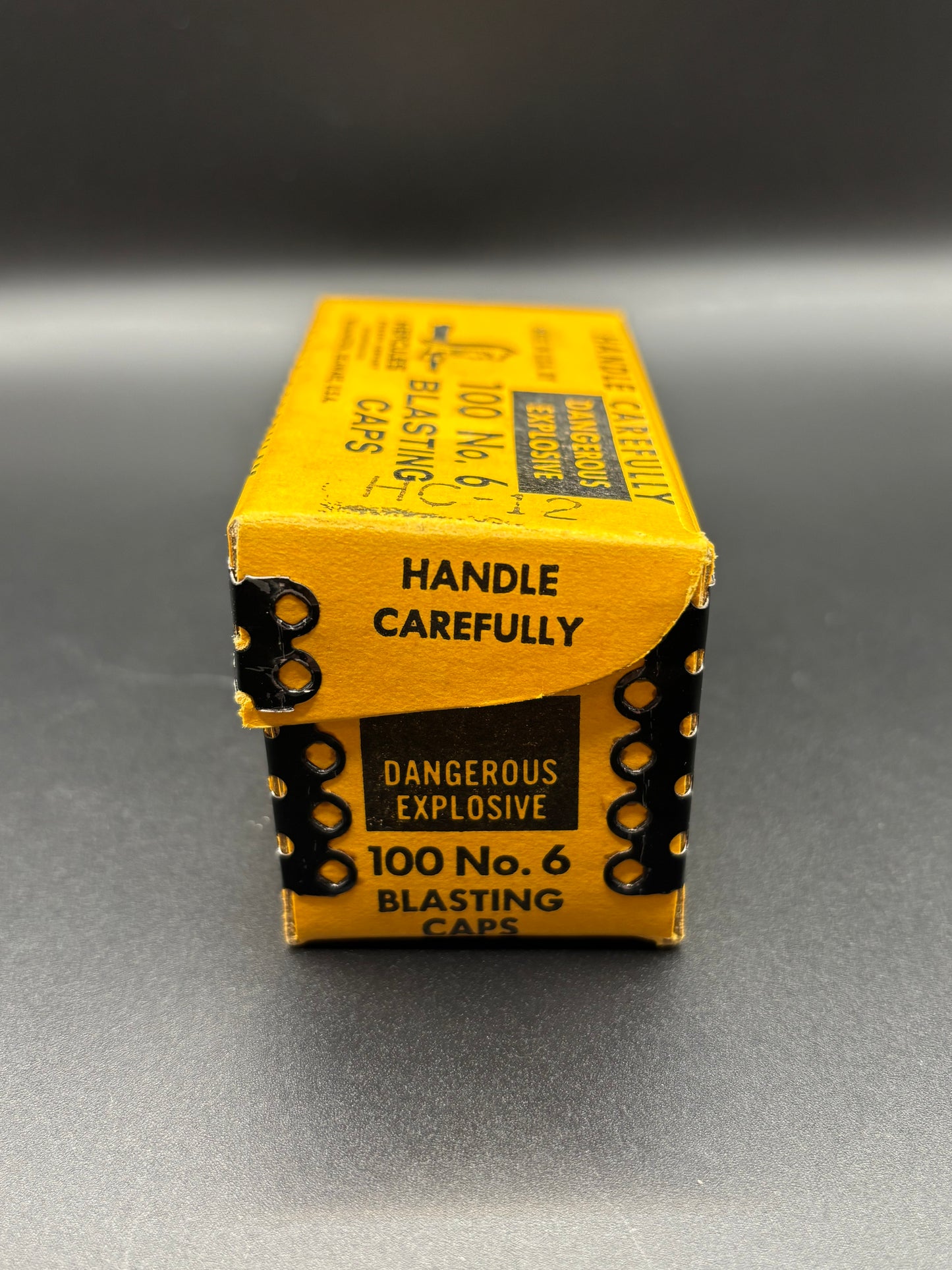 Vintage Hercules Blasting Caps Box No. 6 100 Count Wilmington Delaware Mining Explosives Box