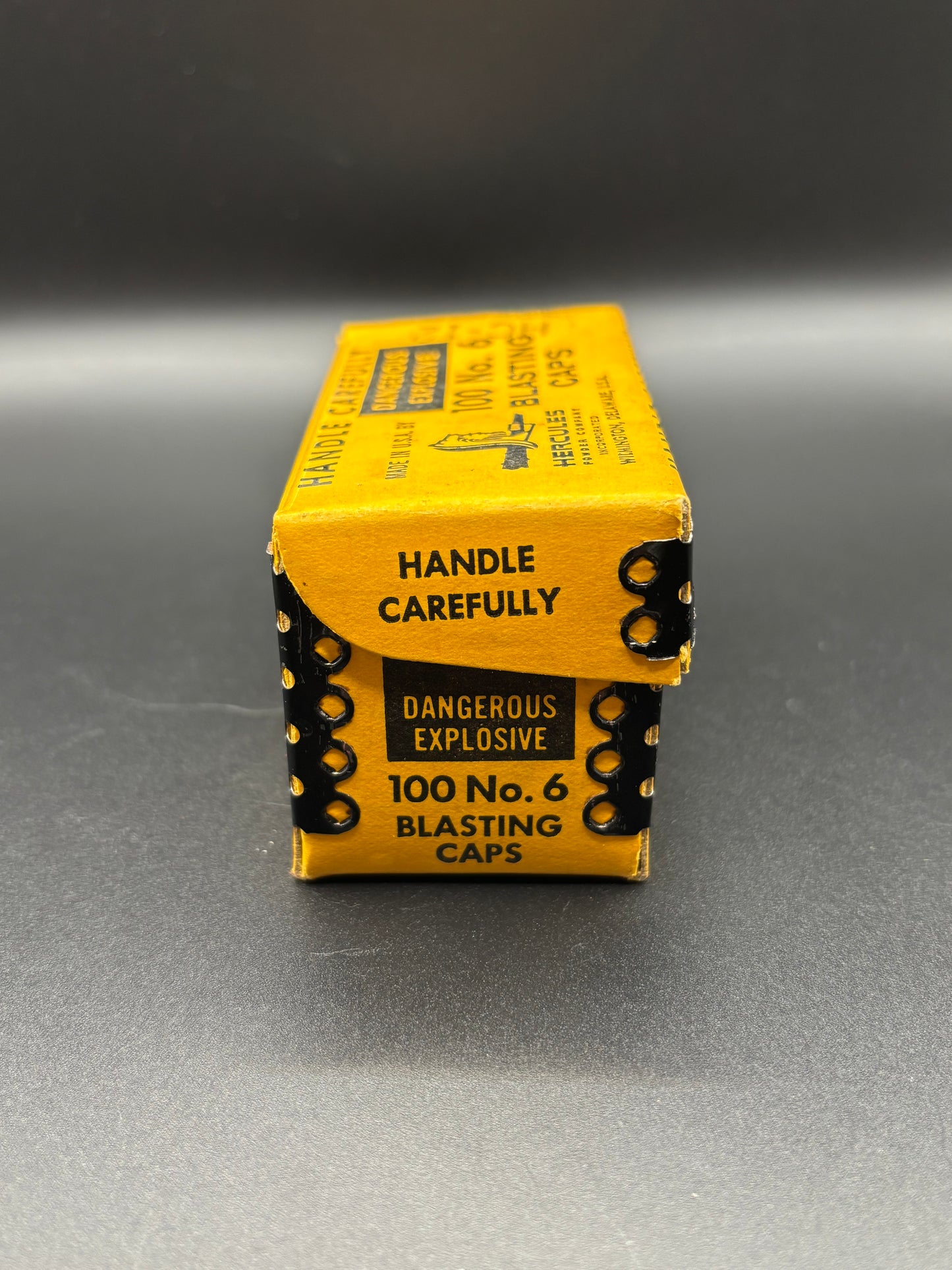 Vintage Hercules Blasting Caps Box No. 6 100 Count Wilmington Delaware Mining Explosives Box