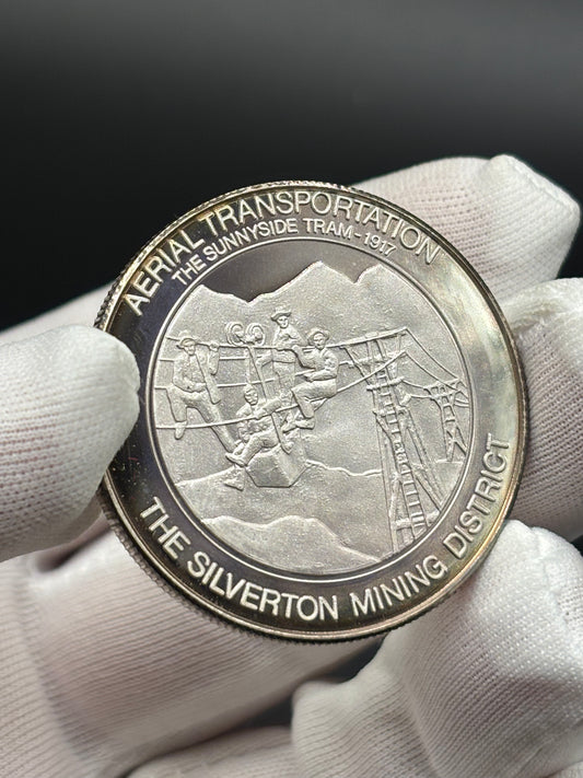 Ex Billy Williams Collection Silverton Mining District .999 Fine Silver Round Sunnyside Mine Tram Colorado Mining Series