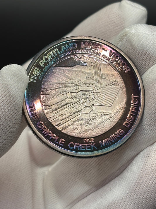 Ex Billy Williams Collection Cripple Creek Mining District .999 Fine Silver Round Portland Mine Victor Colorado