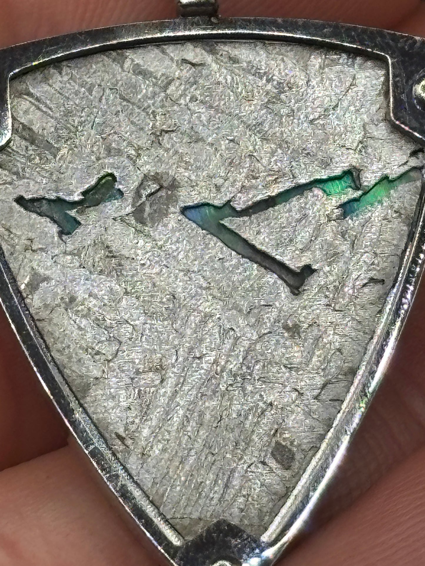 Genuine Aletai Meteorite & Abalone Mother-of-Pearl Pendant – Authentic Iron Meteorite Jewelry