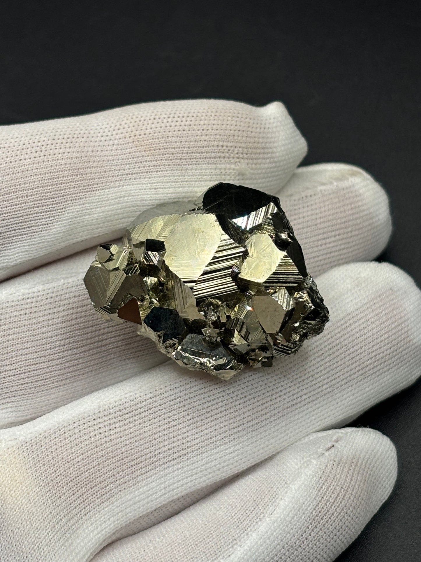 Octahedral Pyrite Crystal Cluster Huanzala Mine Peru Natural Pyrite Mineral Specimen