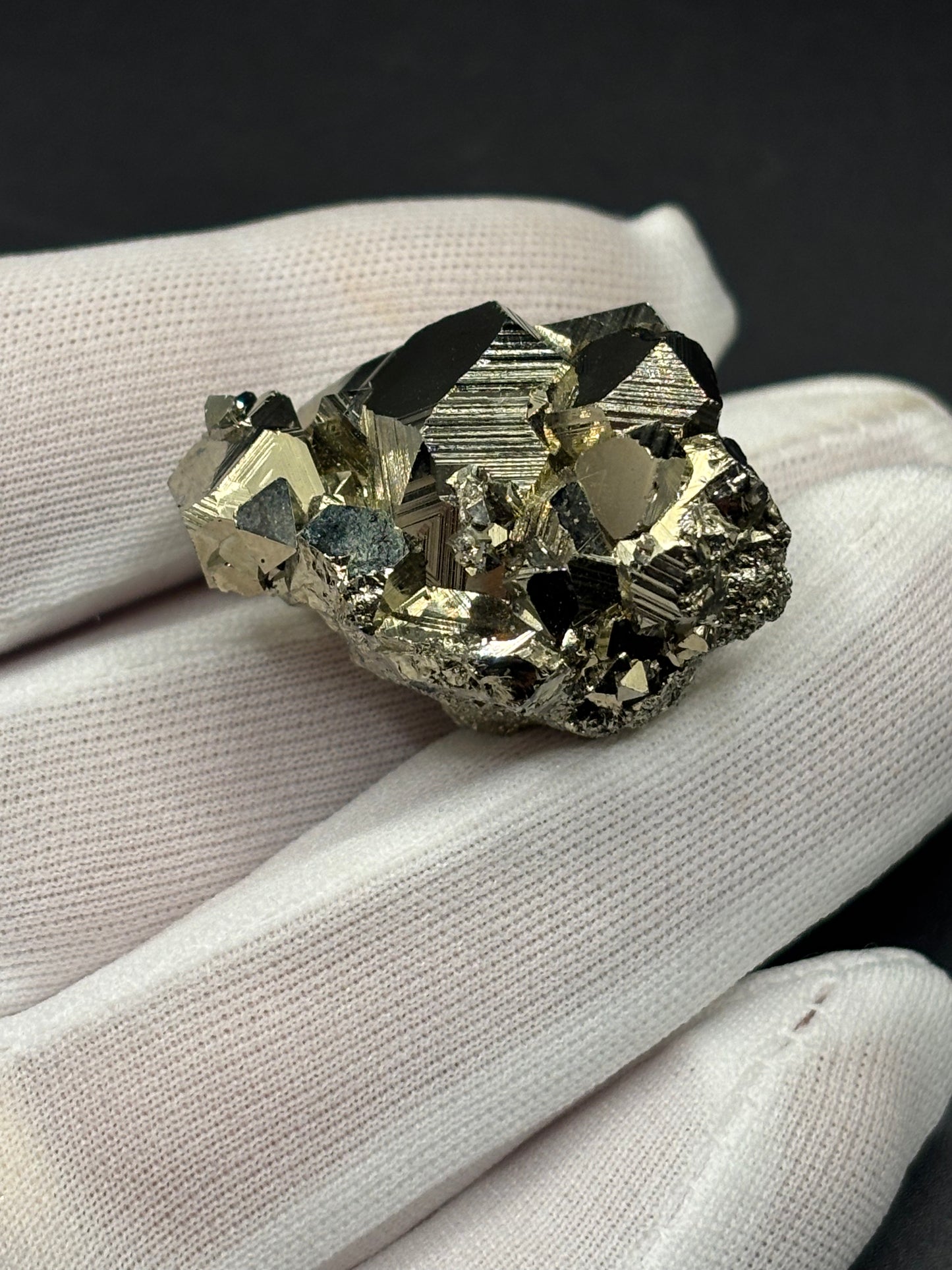 Octahedral Pyrite Crystal Cluster Huanzala Mine Peru Natural Pyrite Mineral Specimen