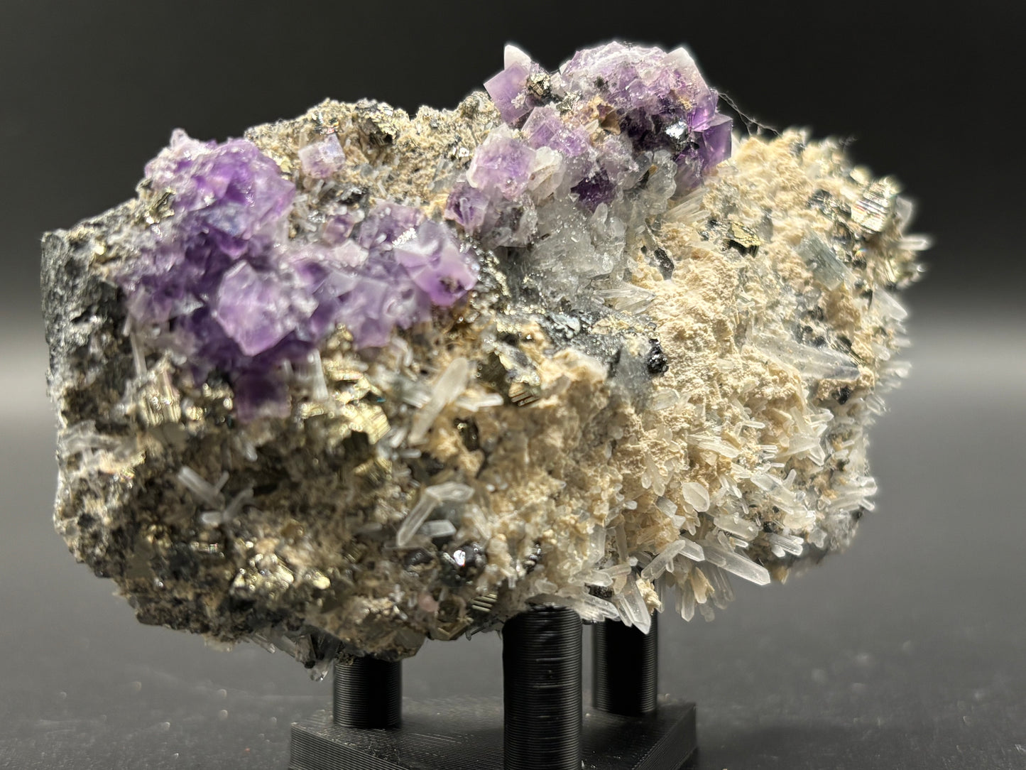 Fluorite with Apatite and Pyrite – Sweet Home Mine, Mount Bross, Park County, Colorado