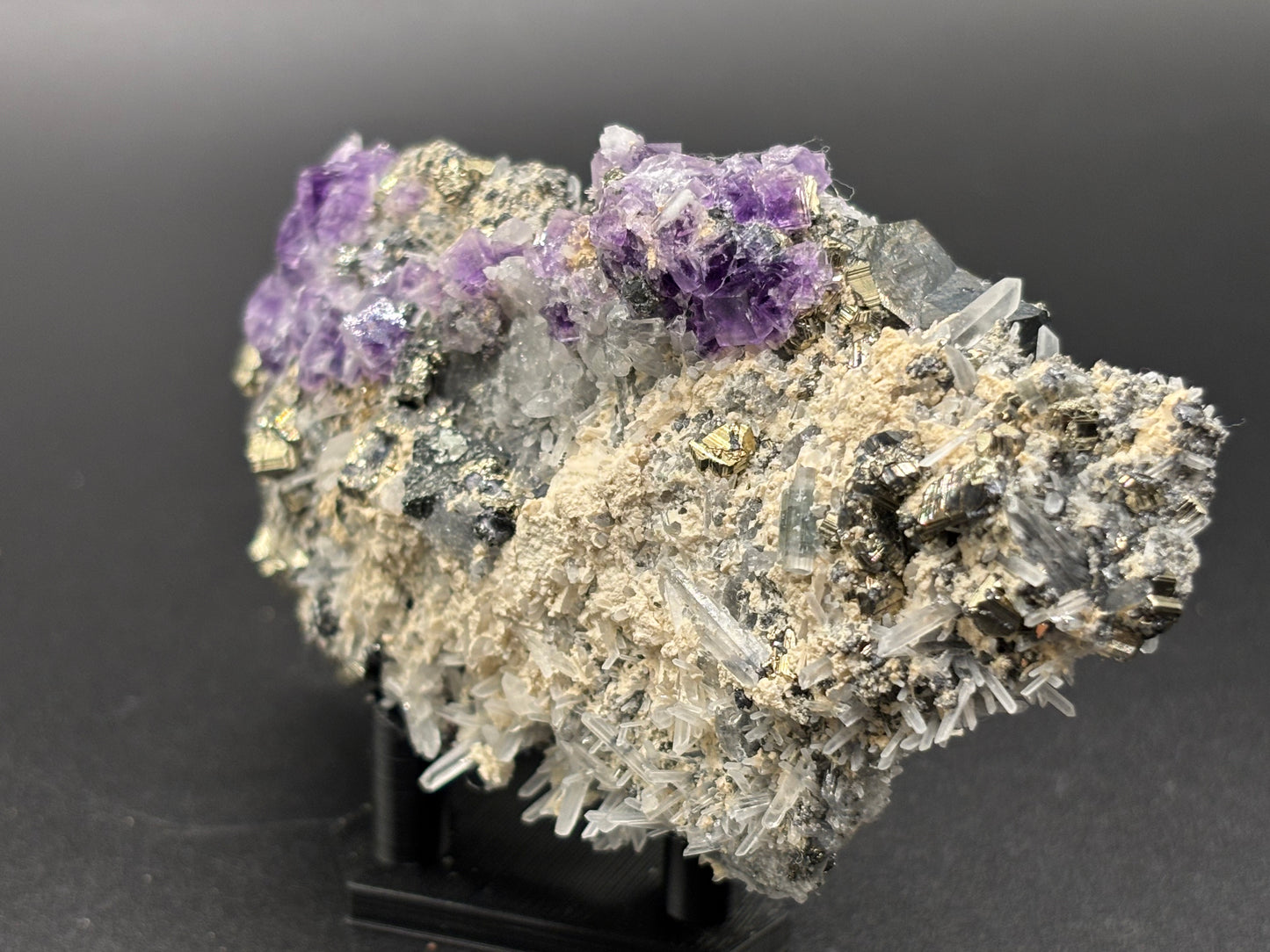 Fluorite with Apatite and Pyrite – Sweet Home Mine, Mount Bross, Park County, Colorado