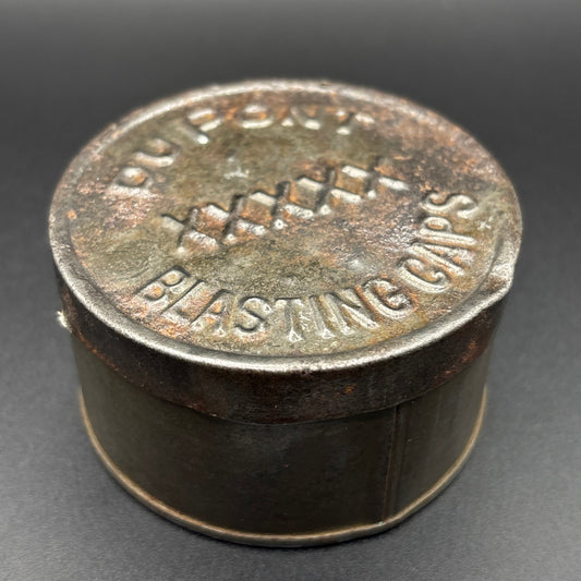Early DuPont XXXXX Blasting Caps Tin – Antique Primitive Style – Rare
