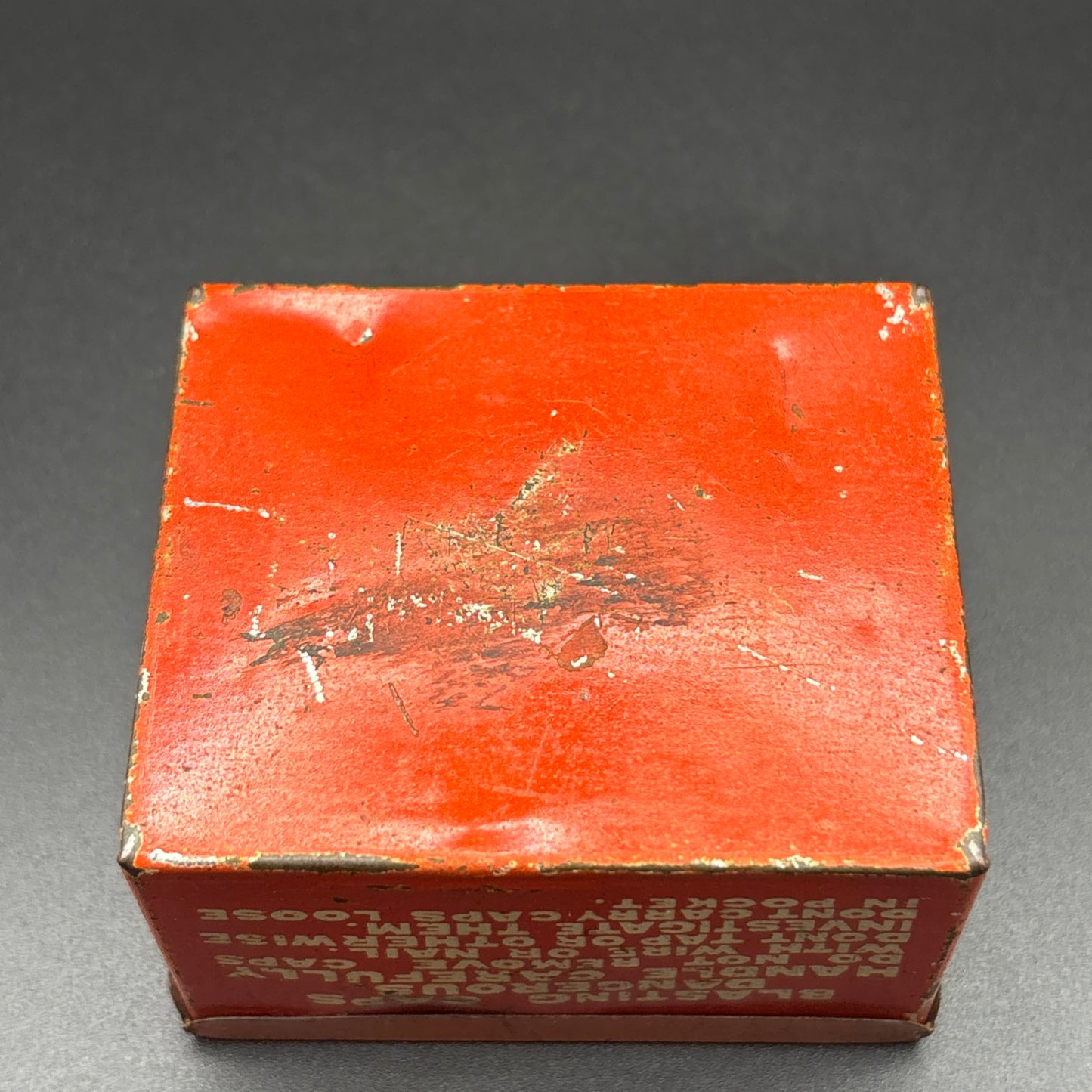 Hercules Powder Co. No. 6 Blasting Caps Tin – 100 Count – Vintage Orange