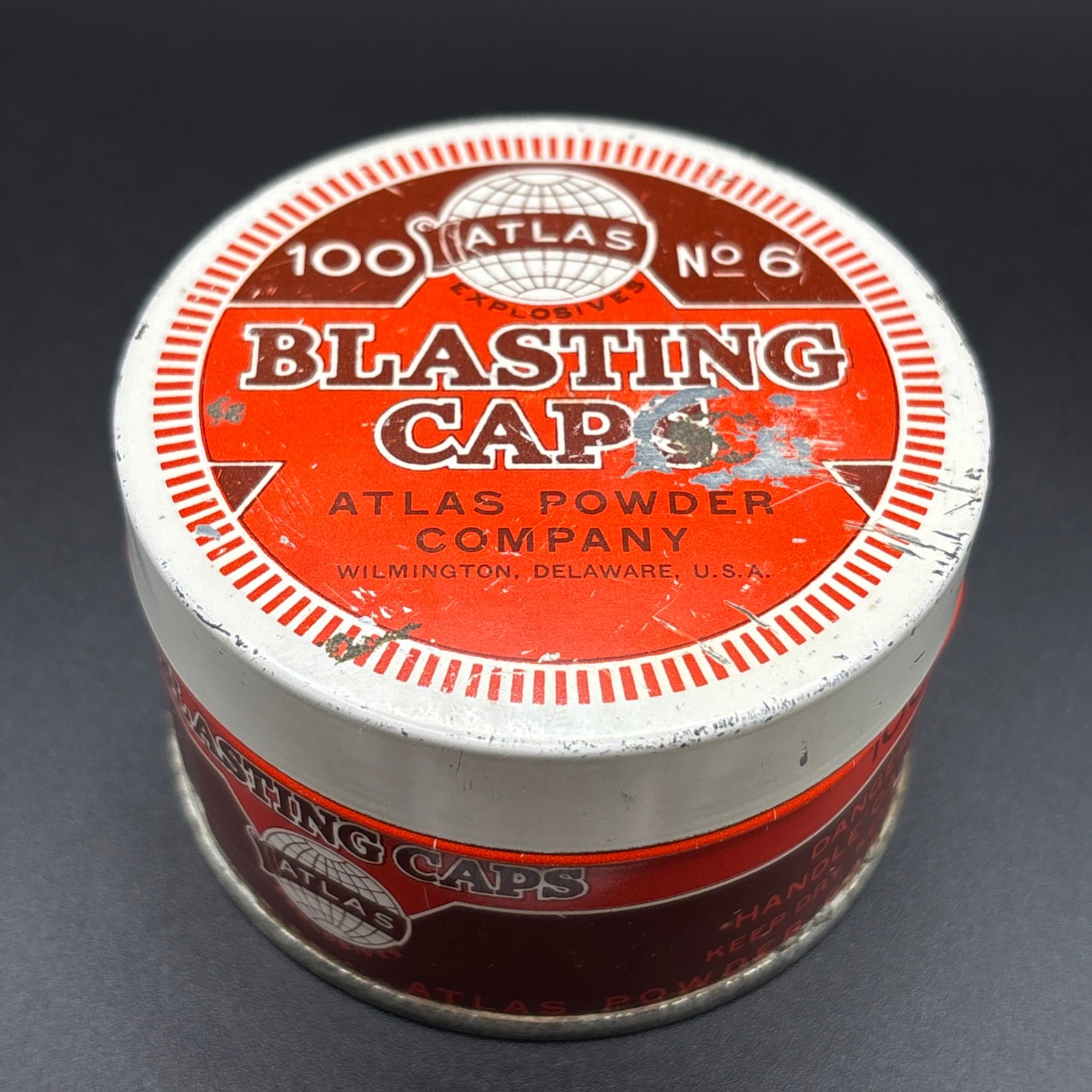 Atlas Powder Company No. 6 Blasting Caps Tin – 100 Count – Antique Rou ...