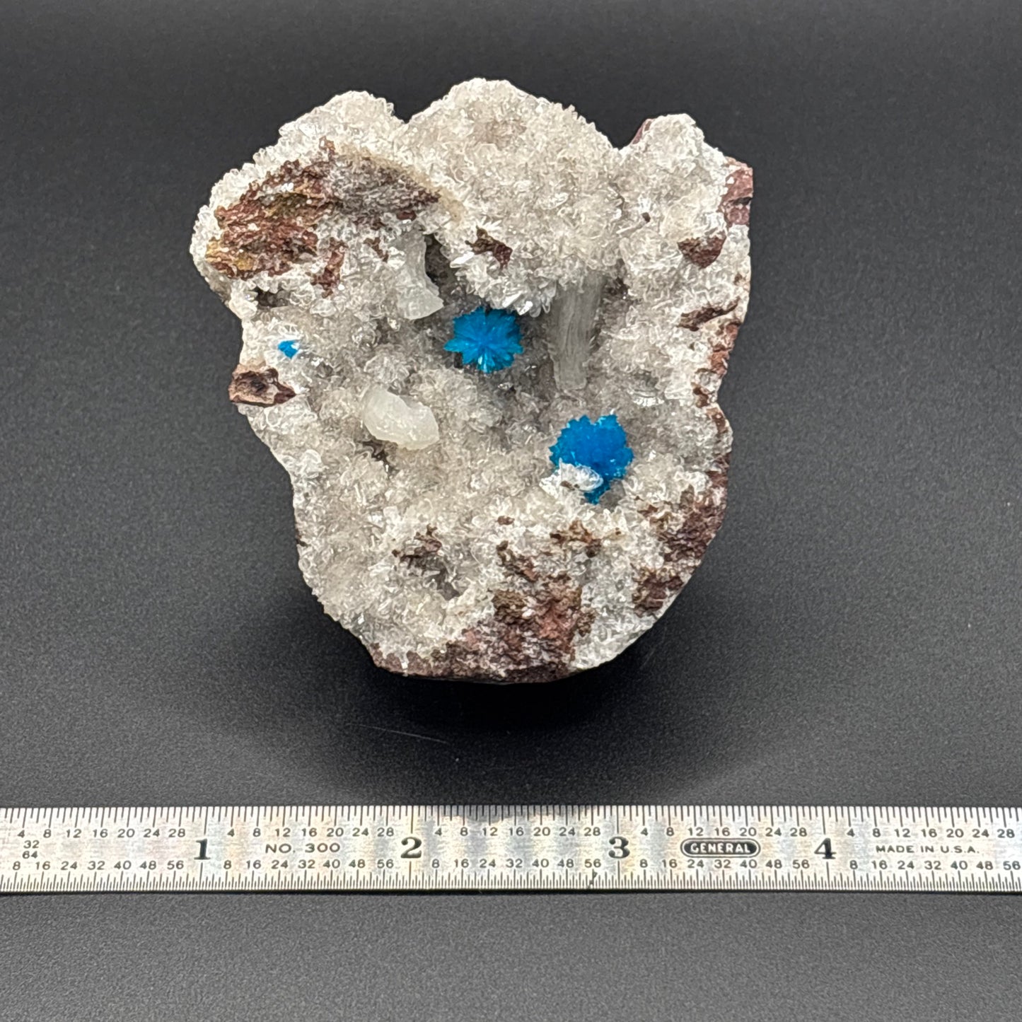 Pentagonite on Quartz Matrix – Vibrant Blue Crystal Clusters – Mineral Specimen