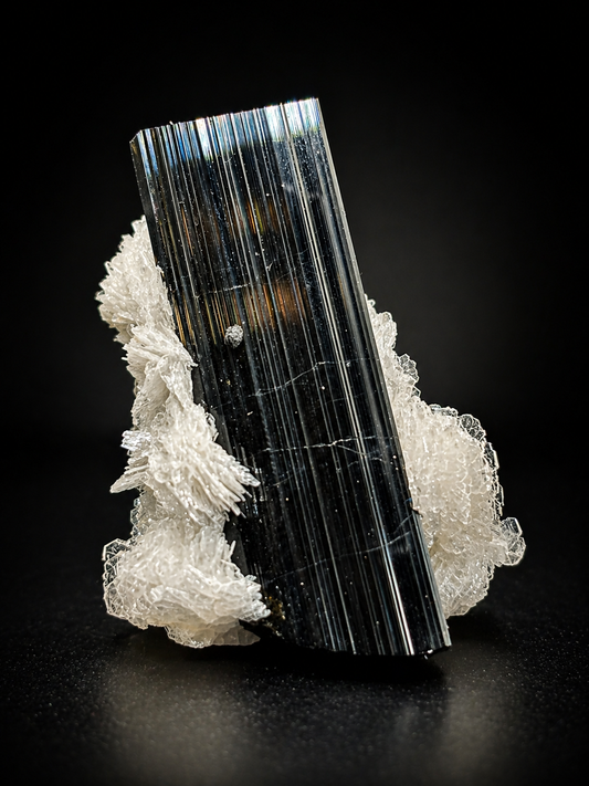 Schorl Tourmaline on Albite – Astak, Pakistan – Crystal Specimen